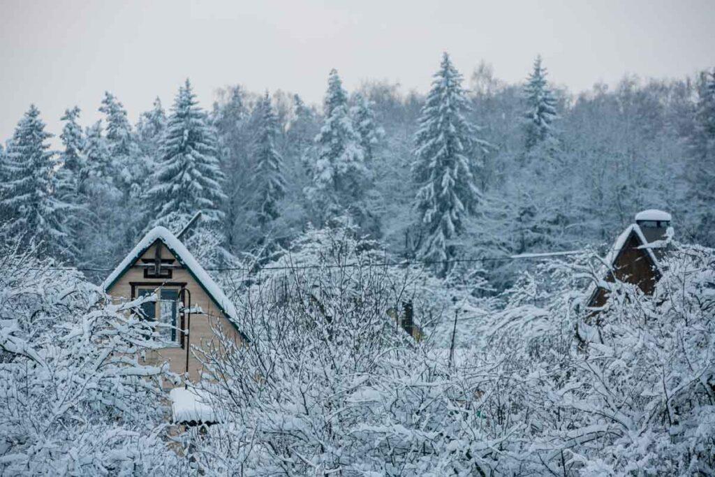 дом зимой