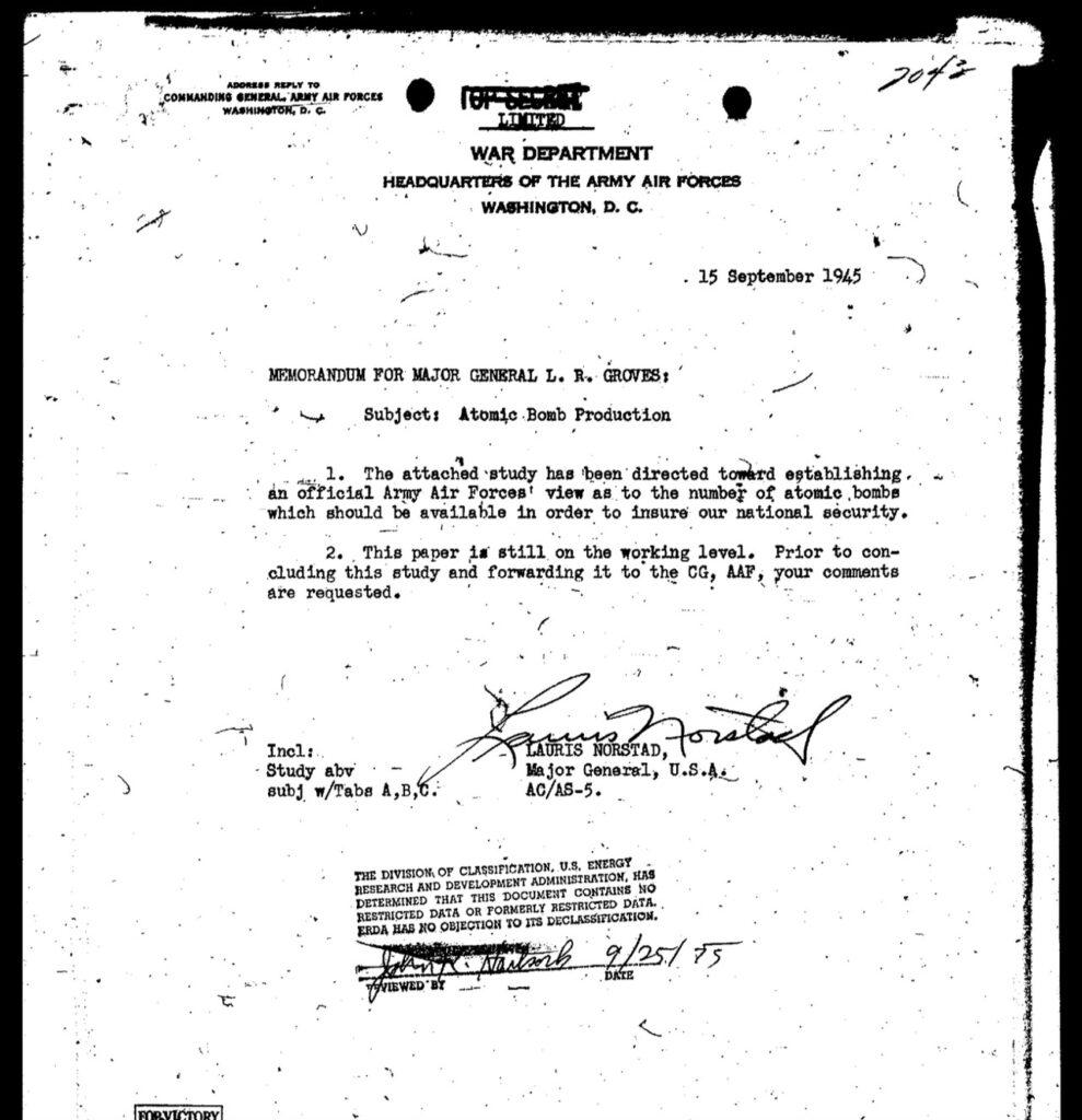 Копия документа о подготовке ВВС союзников к ударам по СССР - одна из миллиона частиц, из которых состояли агрессивные планы Англии и США