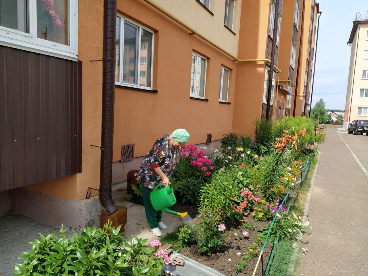 Ландшафтный дизайн у подъезда многоквартирного дома