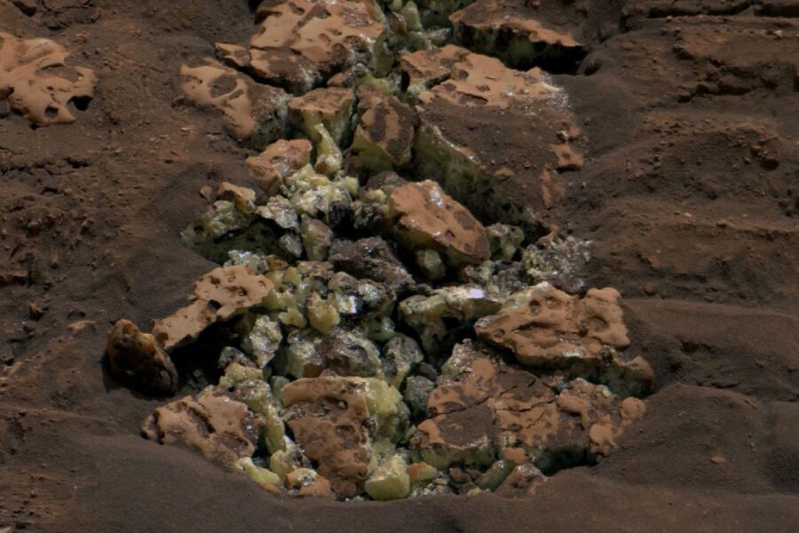 кристаллы серы на Марсе