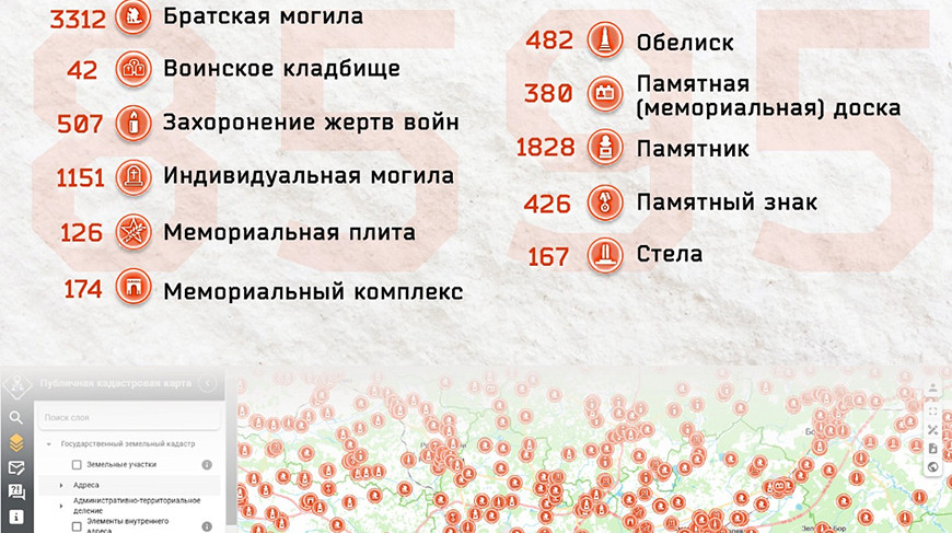 Кадастровая карта Беларуси пополнилась 90 новыми памятниками Великой Отечественной войны