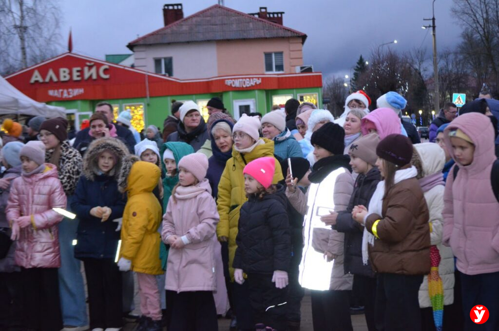 Крупки первыми зажгли Новый год у единственной на Минщине главной живой ёлки