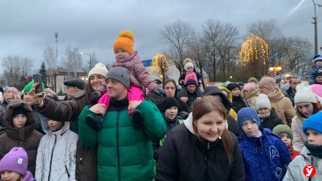 Крупки первыми зажгли Новый год у единственной на Минщине главной живой ёлки