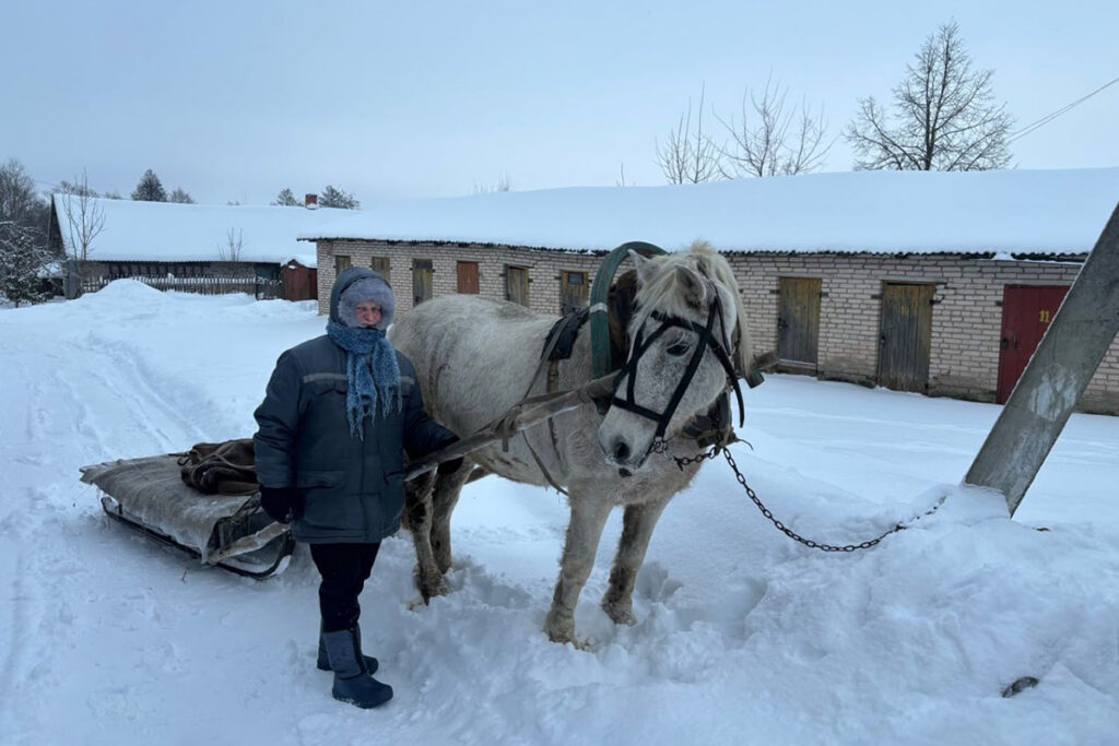 Там, где вязнет авто, Ласточка не подведет: соцработник из Павлюков ездит к подопечным на лошади