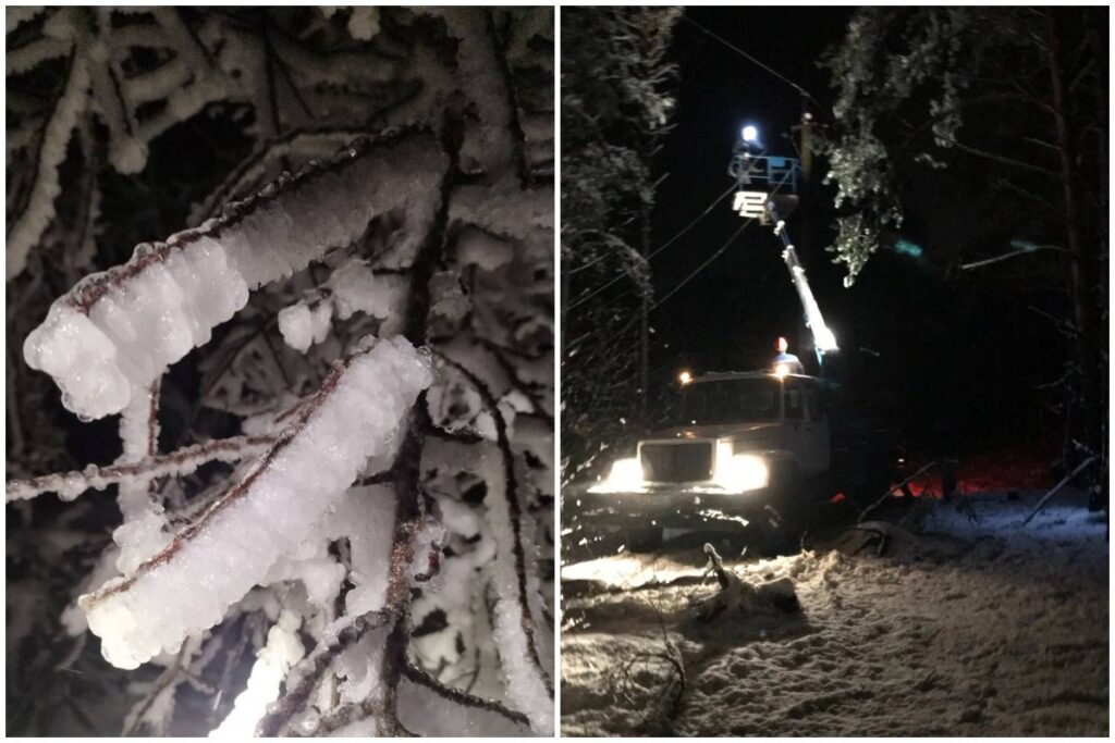 Непогода повредила ЛЭП в трех областях Беларуси — без света остались сотни населенных пунктов