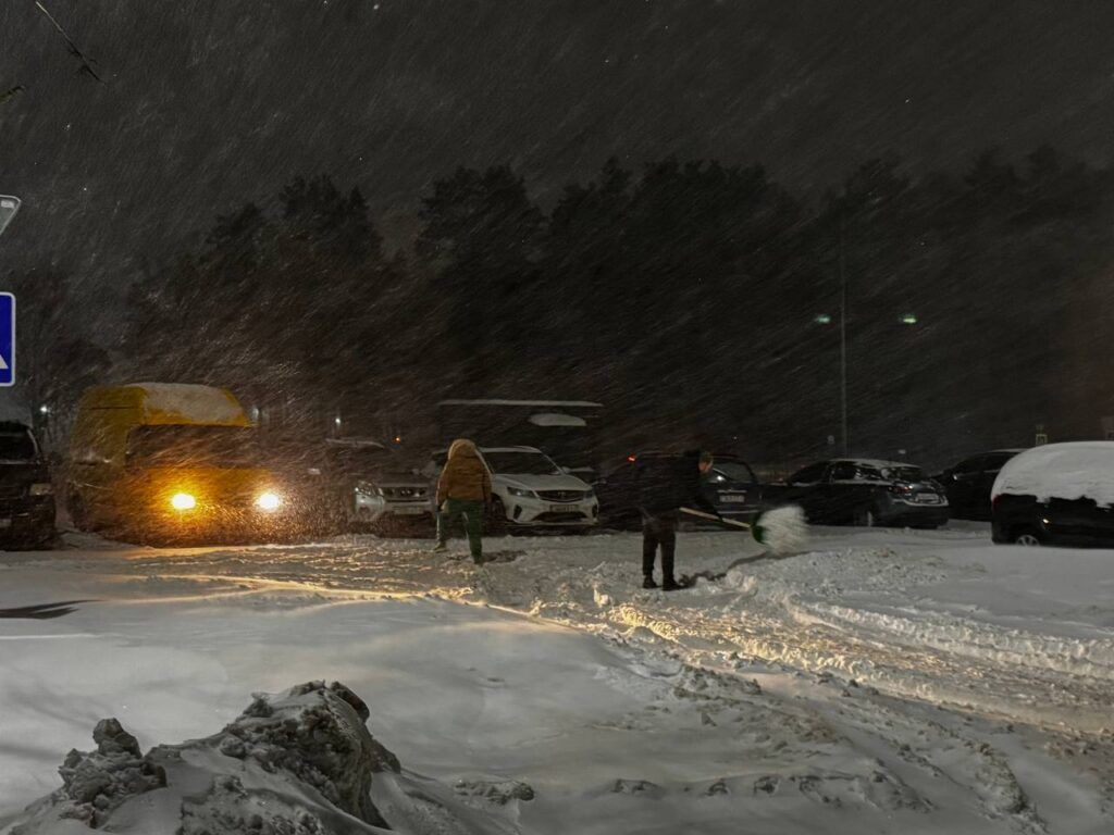 В Лесковке жители организовали «дежурный субботник» — до утра решили не ждать
