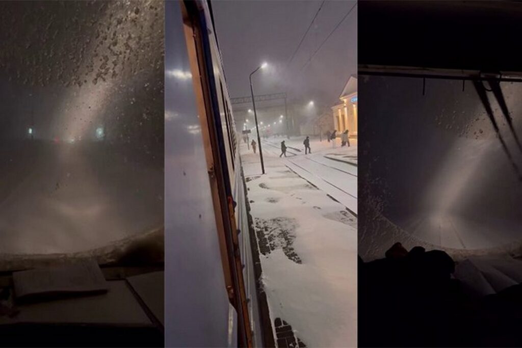 «Ничего не видно»: как выглядит железная дорога из кабины машиниста во время сильного снегопада
