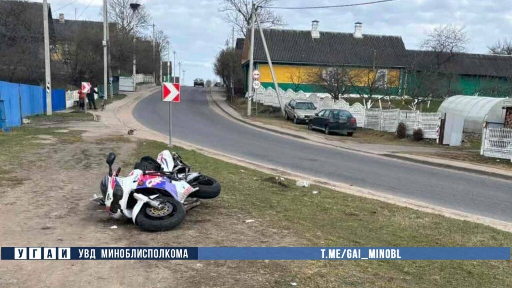 Под Молодечно мотоциклист опрокинулся из-за выбежавшей на дорогу собаки